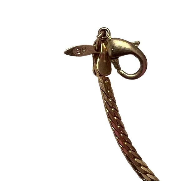 Avon SH Gold Tone Herringbone Chain Cubic Zirconia Necklace - Picture 5 of 5